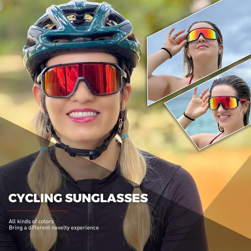 SCVCN Cycling Glasses Bike Mountain Bicycle Hiking Camping Golf UV400 Sunglasses Sport Protection Glasses for Men Women Baseball
