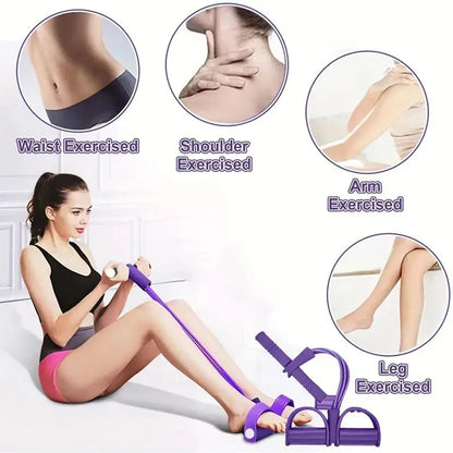 1Pc6-Tube Elastic Yoga Pedal Pull Resistance Band, Suitable for Abdominal/Waist/Arm/Leg Stretching Slimming Training